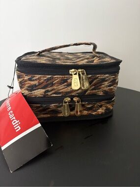 Vintage Pierre Cardin Ladies Designer Animal Print Travel Toiletry Bag NWT